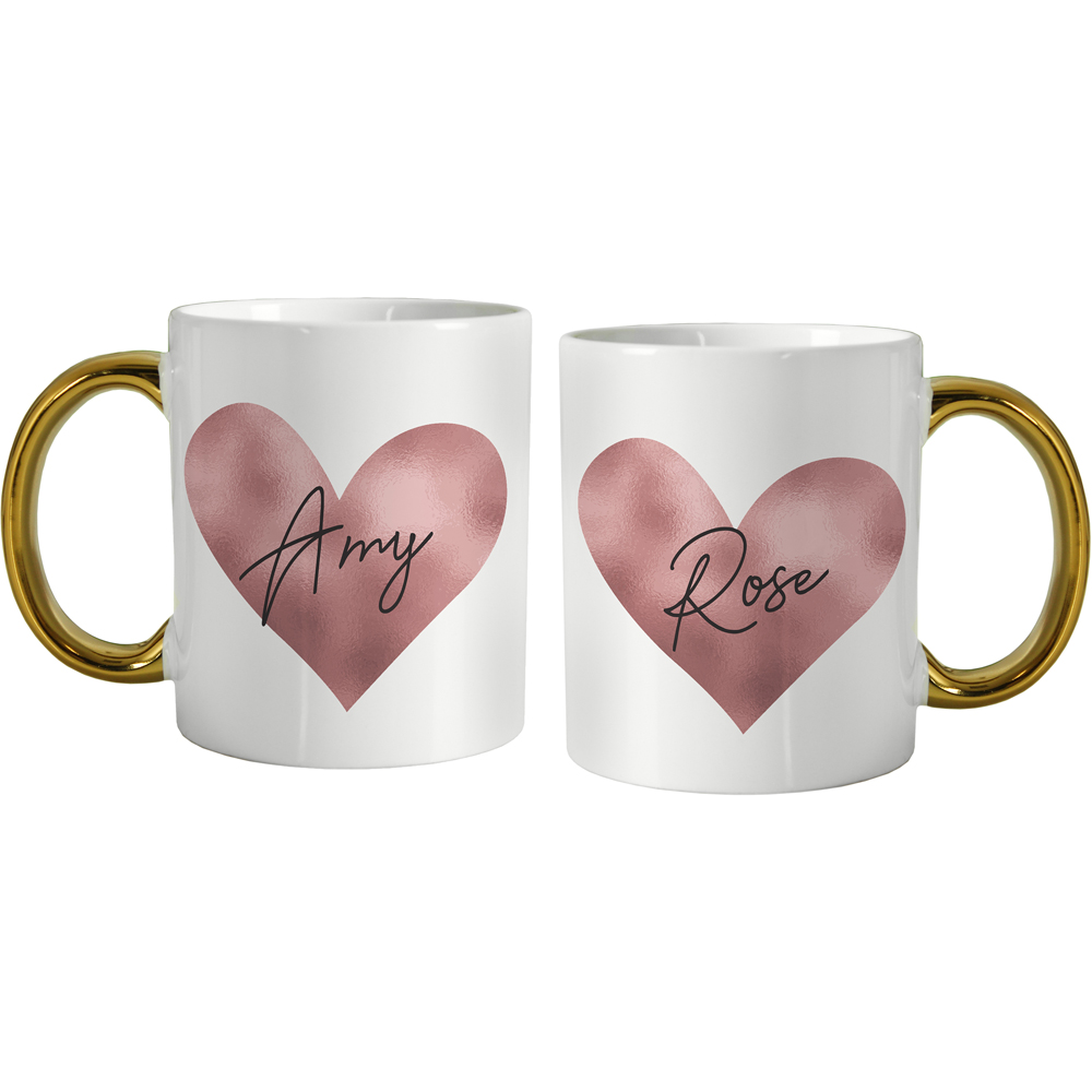 Personalised Memento Personalised Heart Gold Handled Mug Image 1