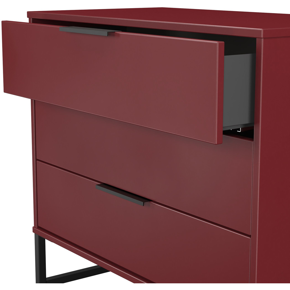 Crowndale Hong Kong 3 Drawer Red Matt Chest of Drawers Ready Assembled Image 6