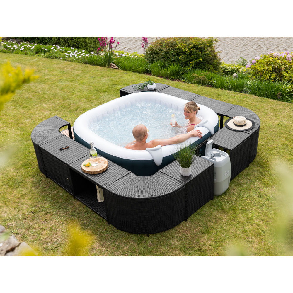 Lay-Z-Spa 2 Door 2 Shelf Black Square Rattan Spa Surround 188cm Image 4
