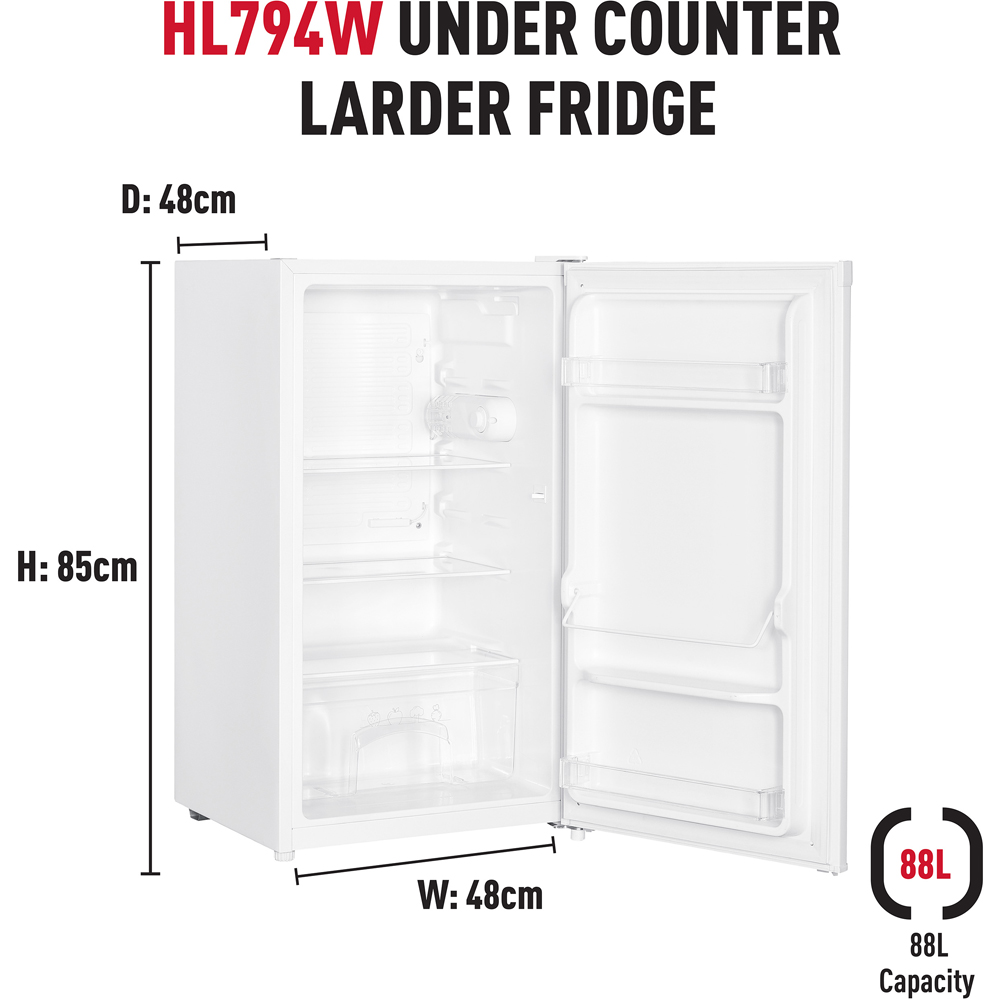 Haden HL794W-E White 88L Under Counter Larder Fridge Image 7
