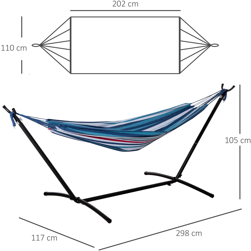 Outsunny Multicolour Stripe Hammock with Stand Image 7