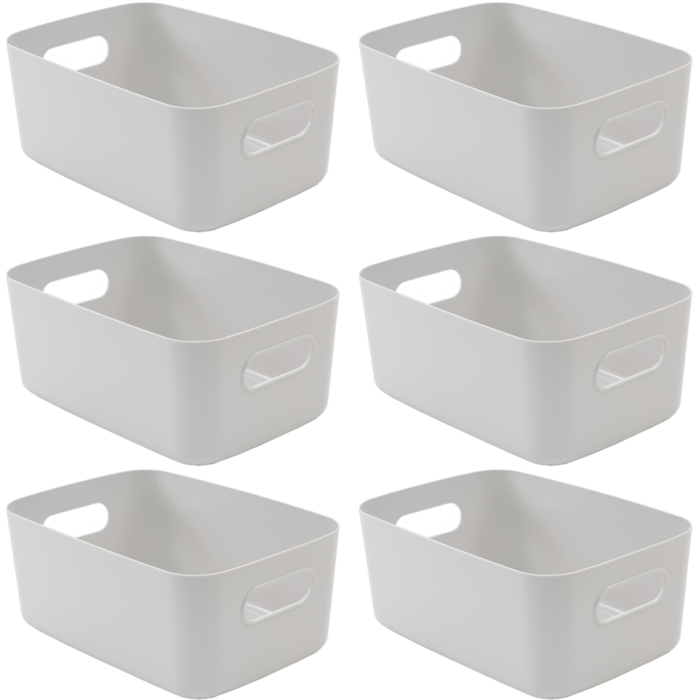 SA Products Grey Plastic Storage Basket Set of 6 Image 1