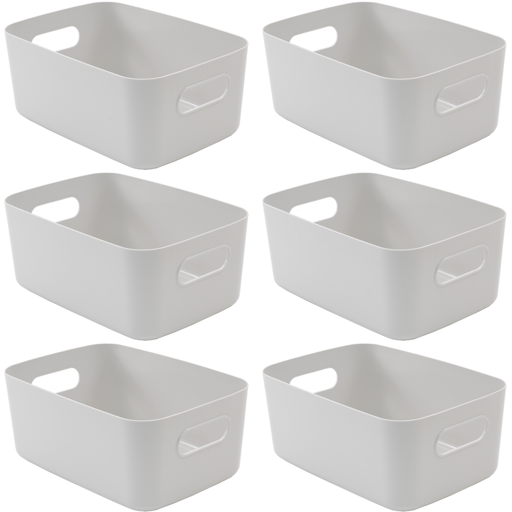 SA Products Grey Plastic Storage Basket Set of 6 Wilko