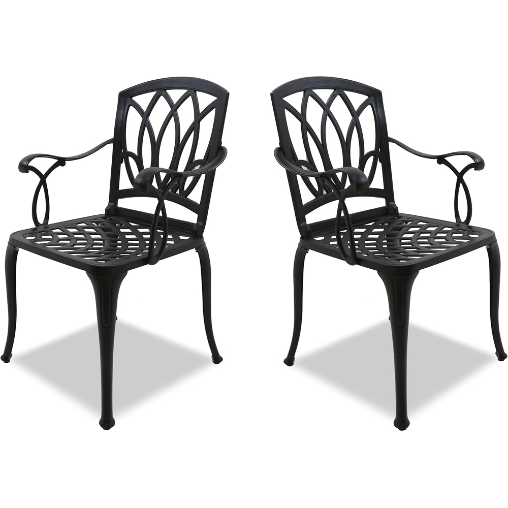 Centurion Positano Set of 2 Black Garden Bistro Chairs with Armrests Image 4