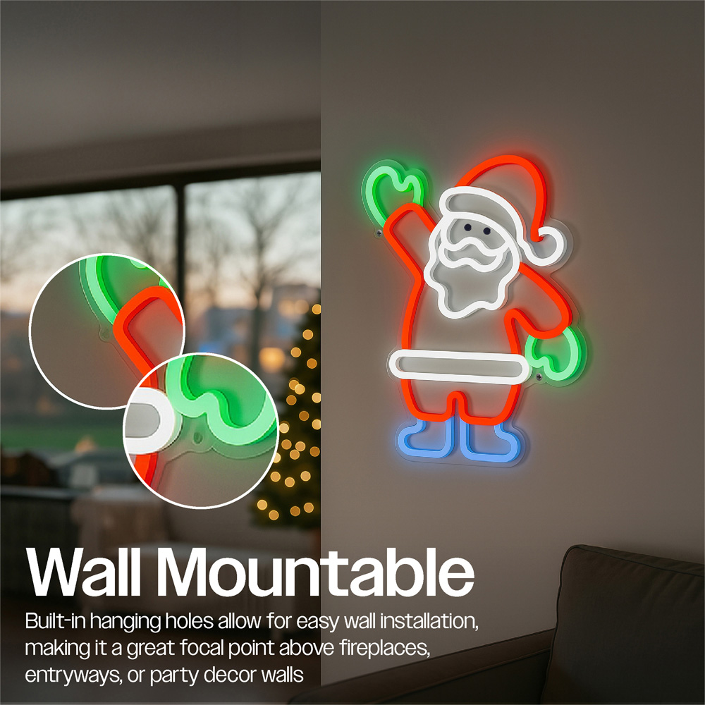 Xmas Haus Neon LED Wall Mountable Santa 29 x 17cm Image 6