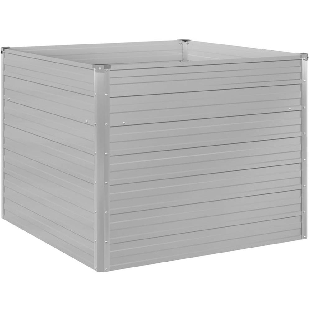 vidaXL Grey Galvanised Steel Raised Garden Bed 77 x 100 x 100cm Image 7