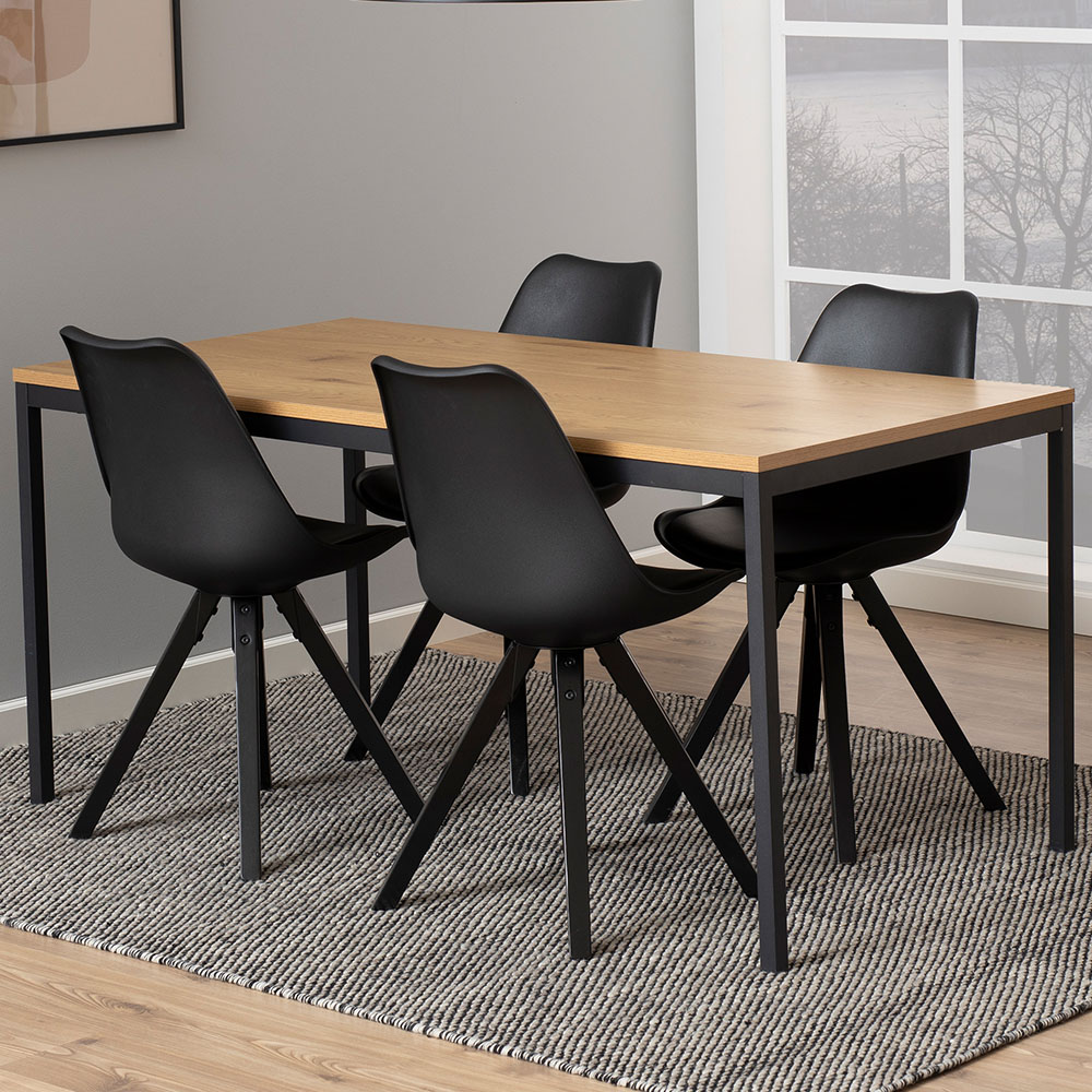 Florence Seaford 4 Seater Dining Table Black and Oak Image 1