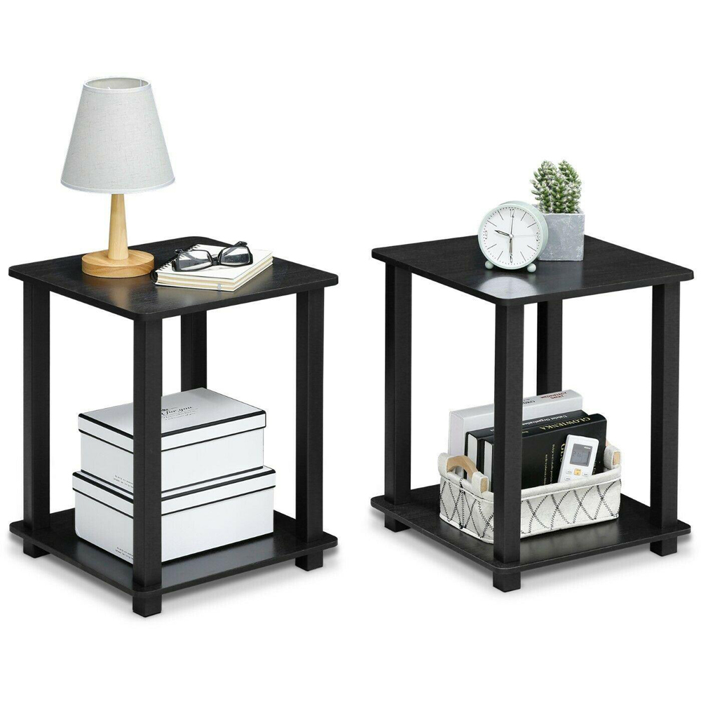 Walplus Simplistic Americano and Black End Table Set of 2 Image 3