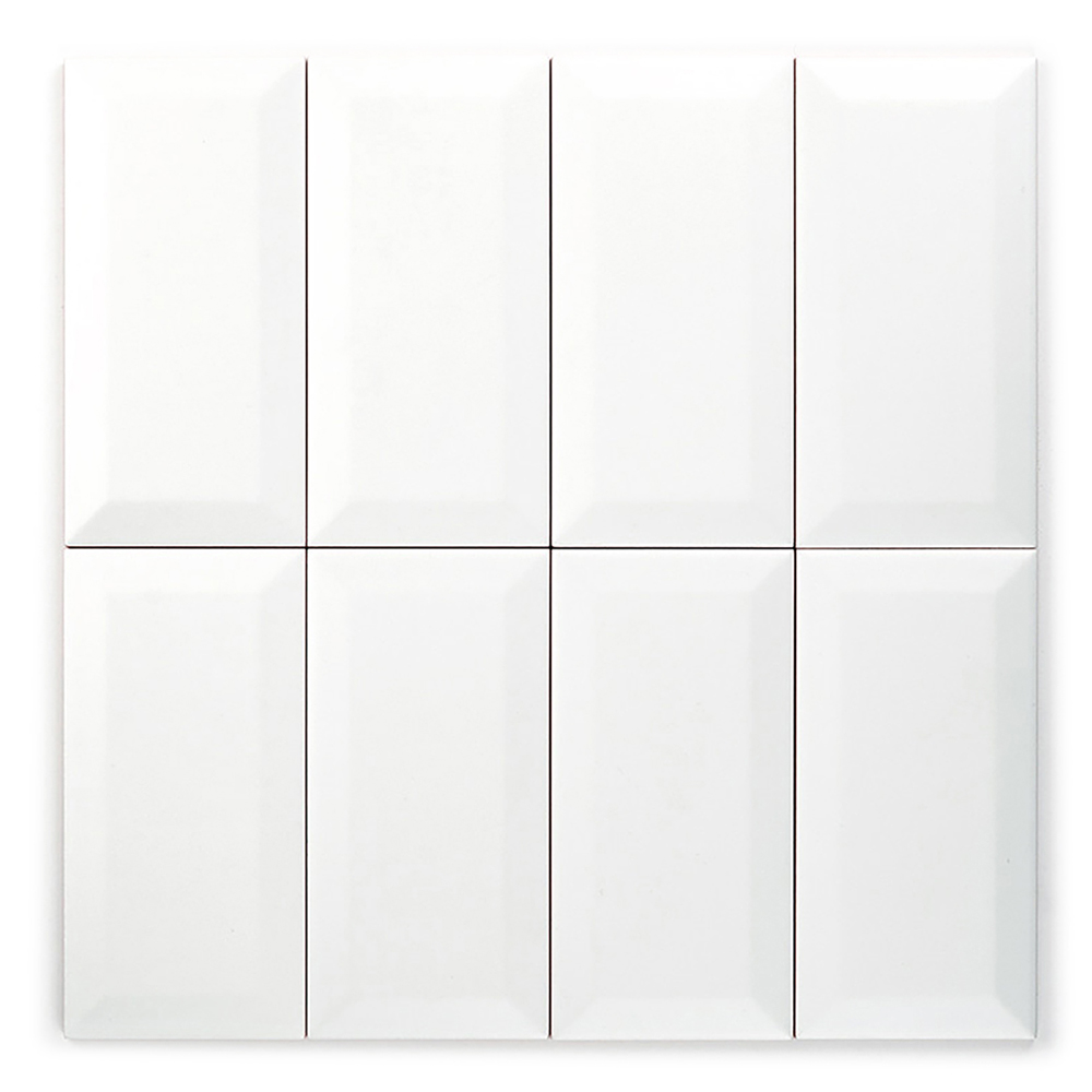 Top Ceramics Metro White Bevelled Satin Ceramic Wall Tile 100 x 200mm 0.88sqm Image 3