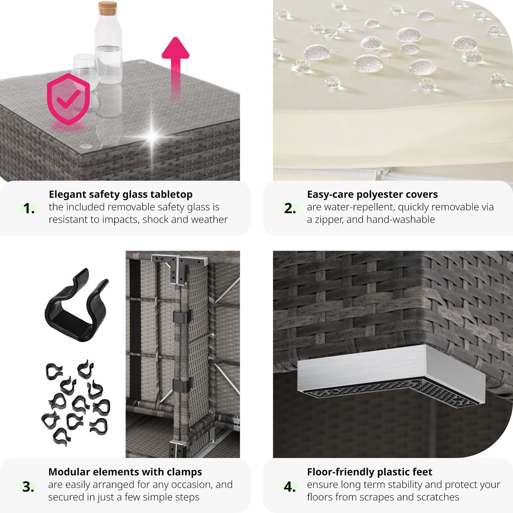 tectake Las Vegas 10 Seater Grey Garden Furniture Set Image 5