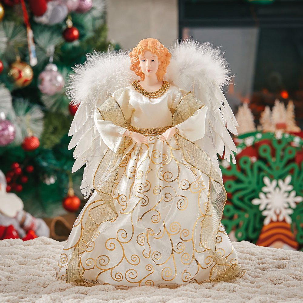 Living and Home Off White LED Angel Christmas Tree Topper Image 8