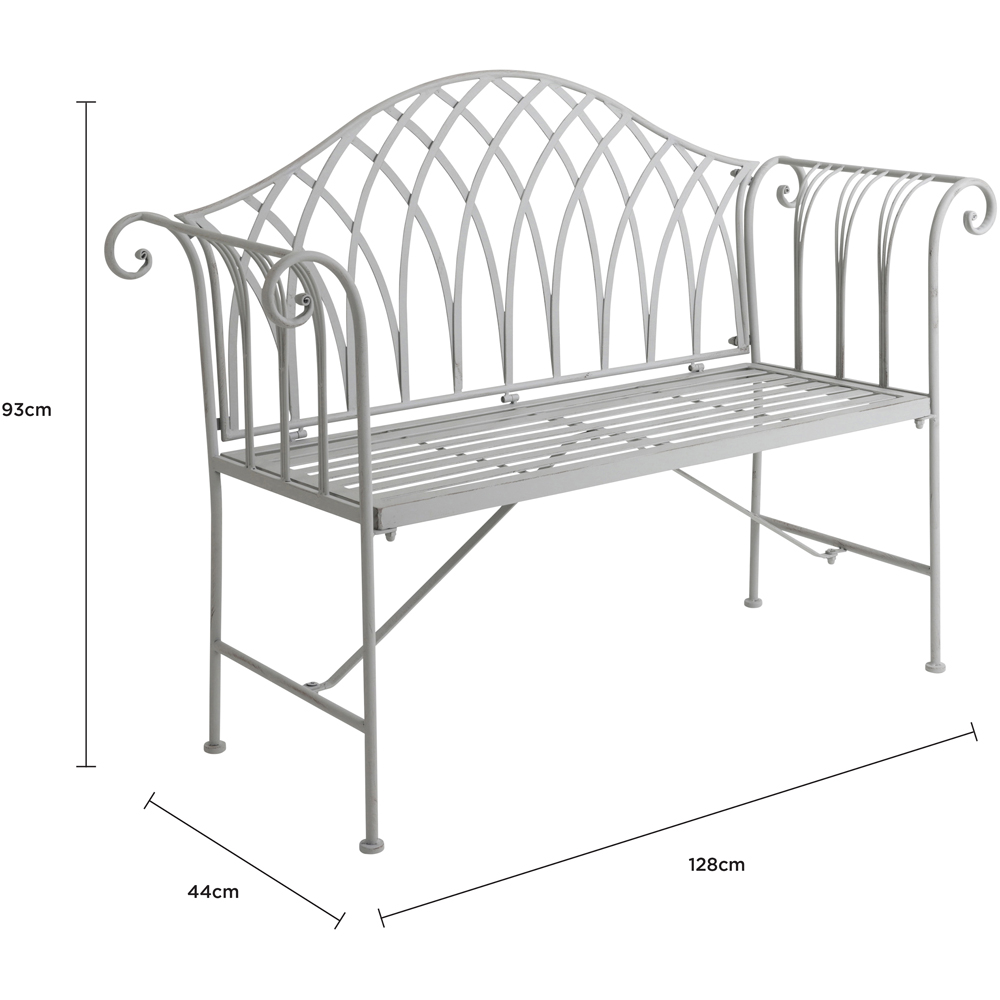 Charles Bentley 2 Seater Grey Decorative Rustic Metal Garden Bench Image 9
