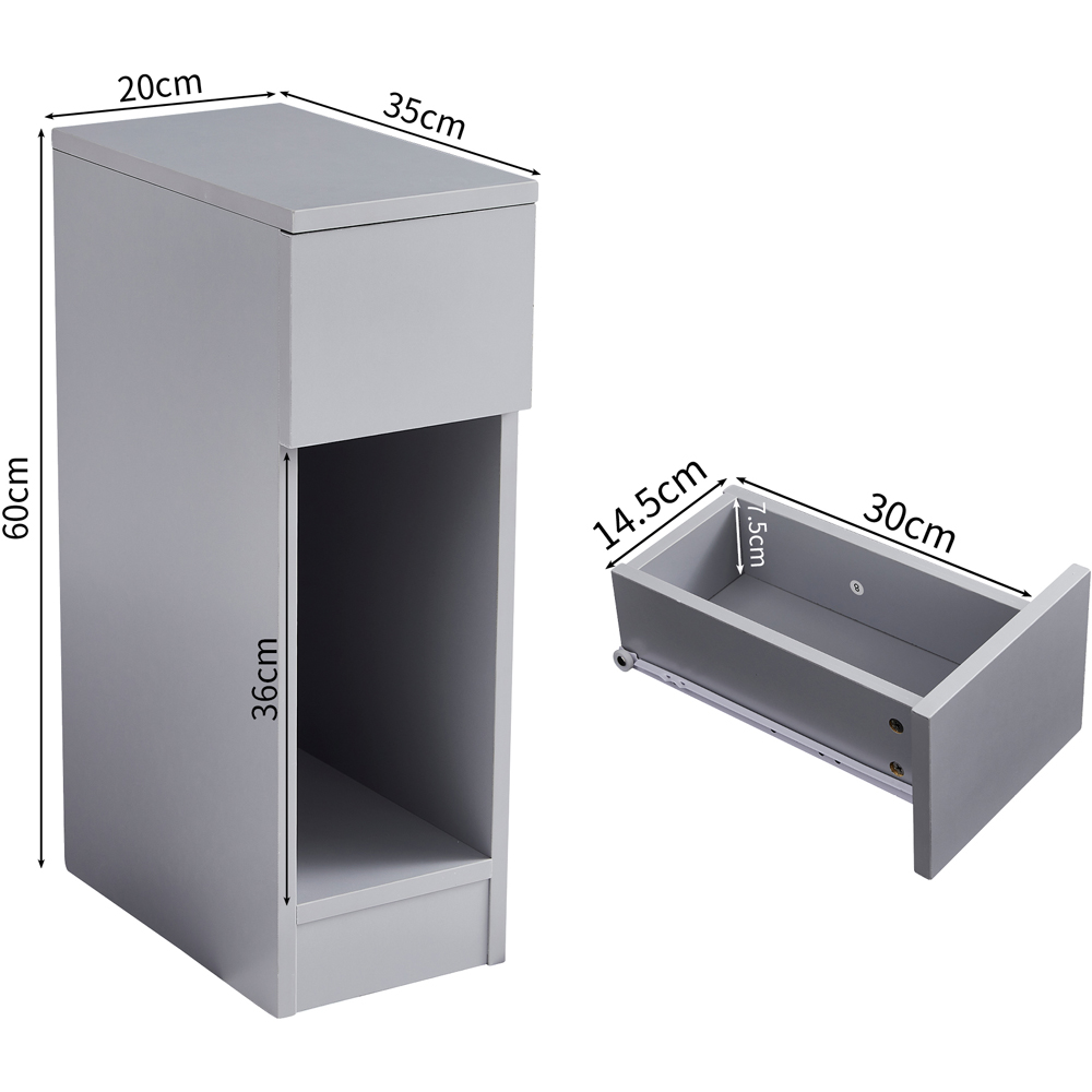 Brooklyn Ava Single Drawer Single Shelf Grey Solid Wooden Bedside Table Image 8