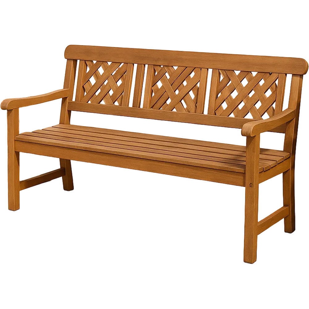 Modcraft 3 Seater Brown Eucalyptus Wood Garden Bench Image 3