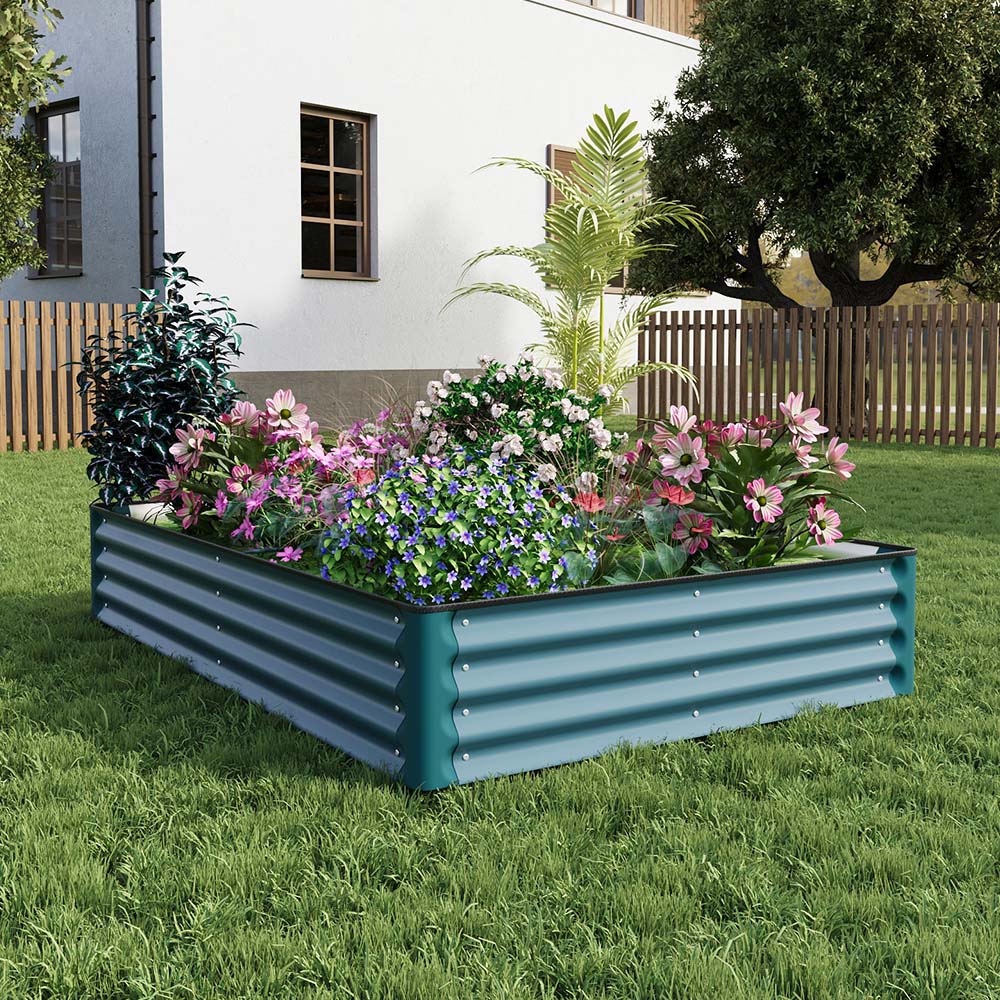 Living and Home Dark Blue Large Rectangular Galvanised Steel Raised Garden Bed 180 x 120cm Image 2