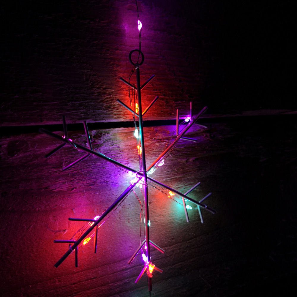 Samuel Alexander 390 Rainbow and Orange LED Snowflake Silver Curtain Light 1.3 x 1.2m Image 3