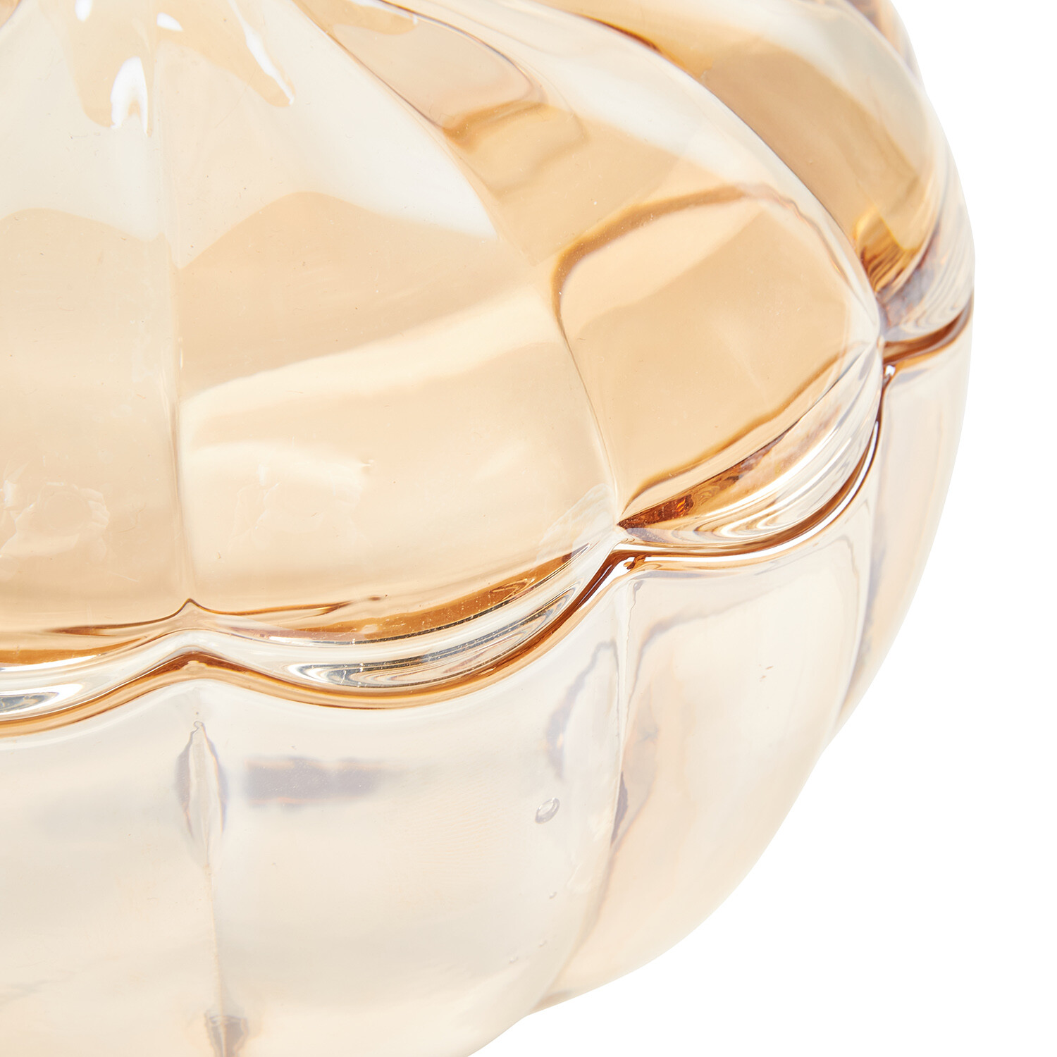 Glass Pumpkin Bowl with Lid Champagne Image 3
