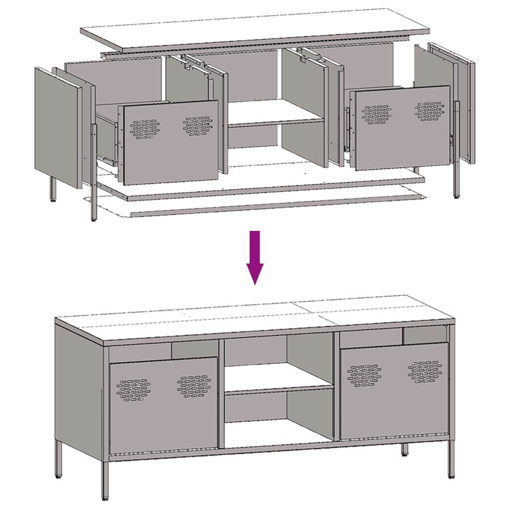 vidaXL 2 Drawer 2 Shelf Pink Cold-Rolled Steel TV Cabinet Image 9