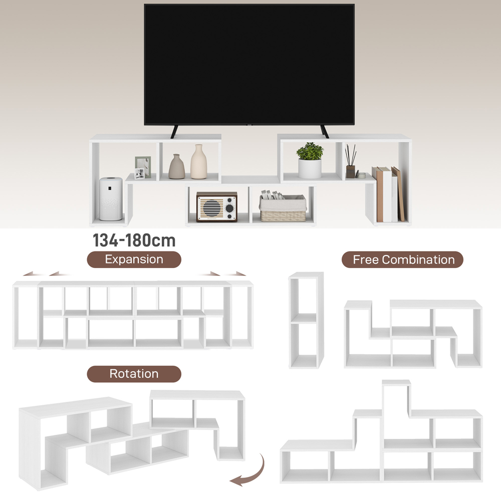 HOMCOM 6 Shelf White TV Unit Image 8
