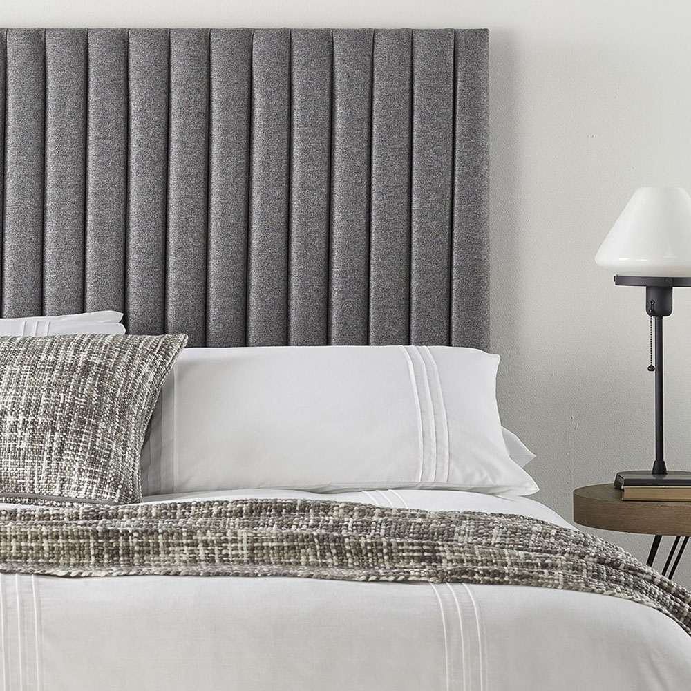 Aspire Furniture Catherine Lansfield Soho Super King Size Grey Saxon Twill Headboard Image 3