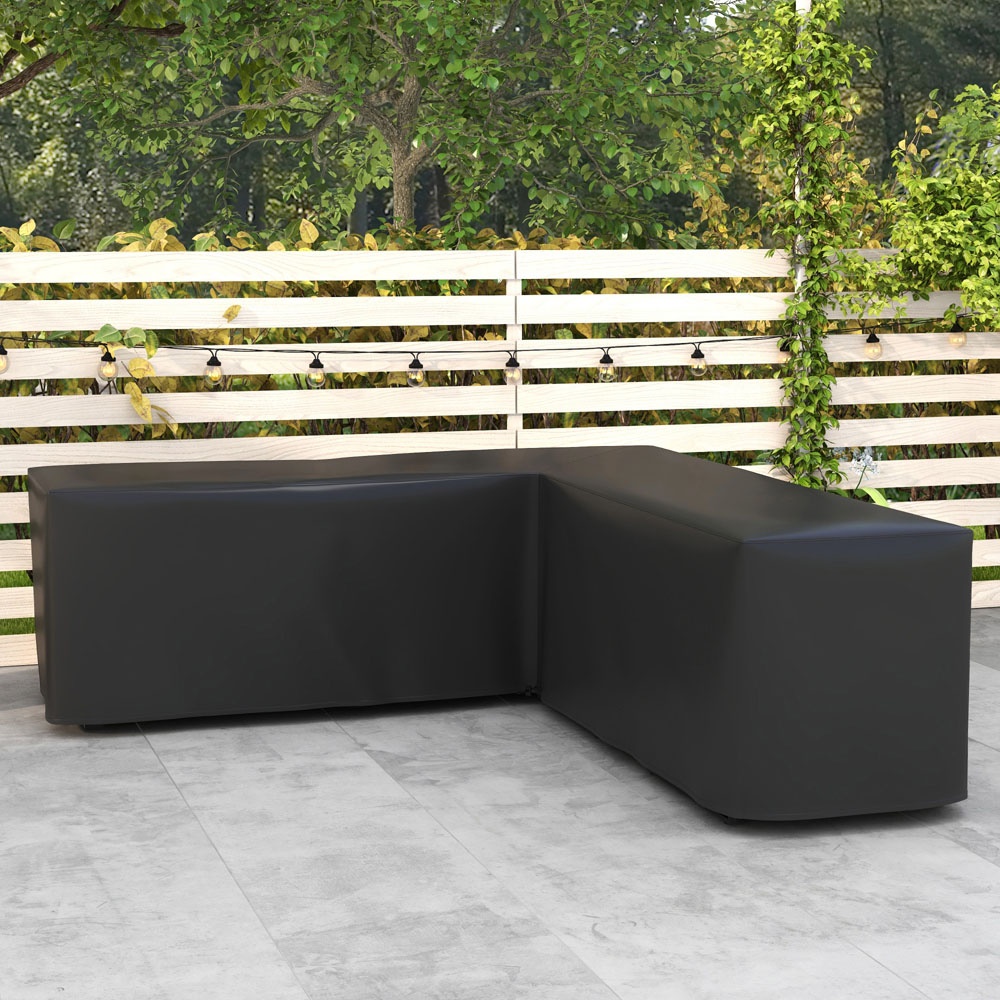 Outsunny Black 420D Oxford L Shaped Rattan Furniture Cover 79 x 74 x 250cm Image 2