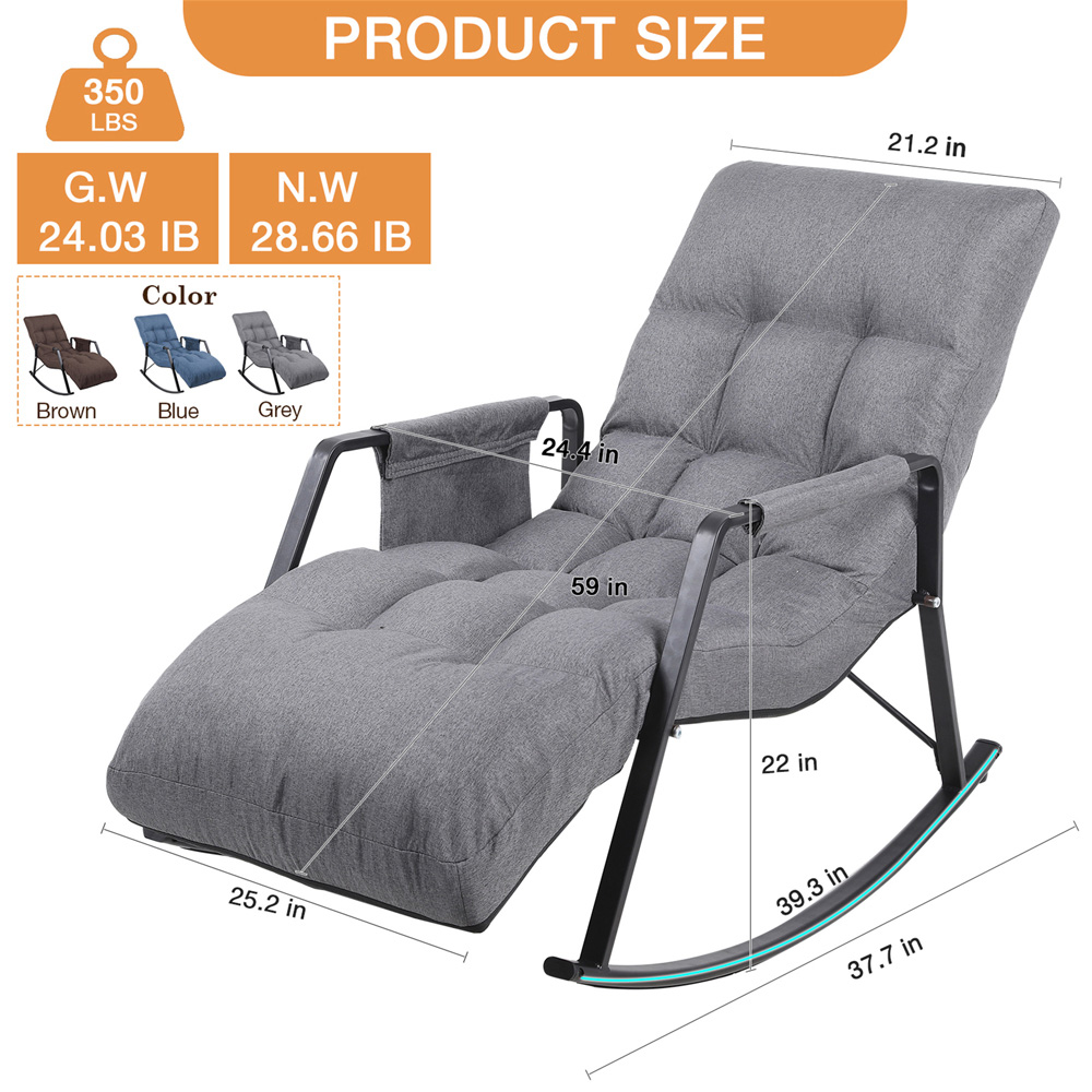 Furniture One Grey Adjustable Chaise Lounge Armchair Image 8