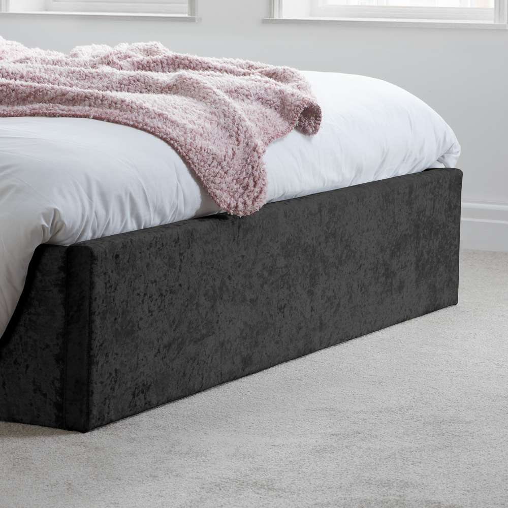 Berlin King Size Black Crushed Velvet Ottoman Bed Image 7
