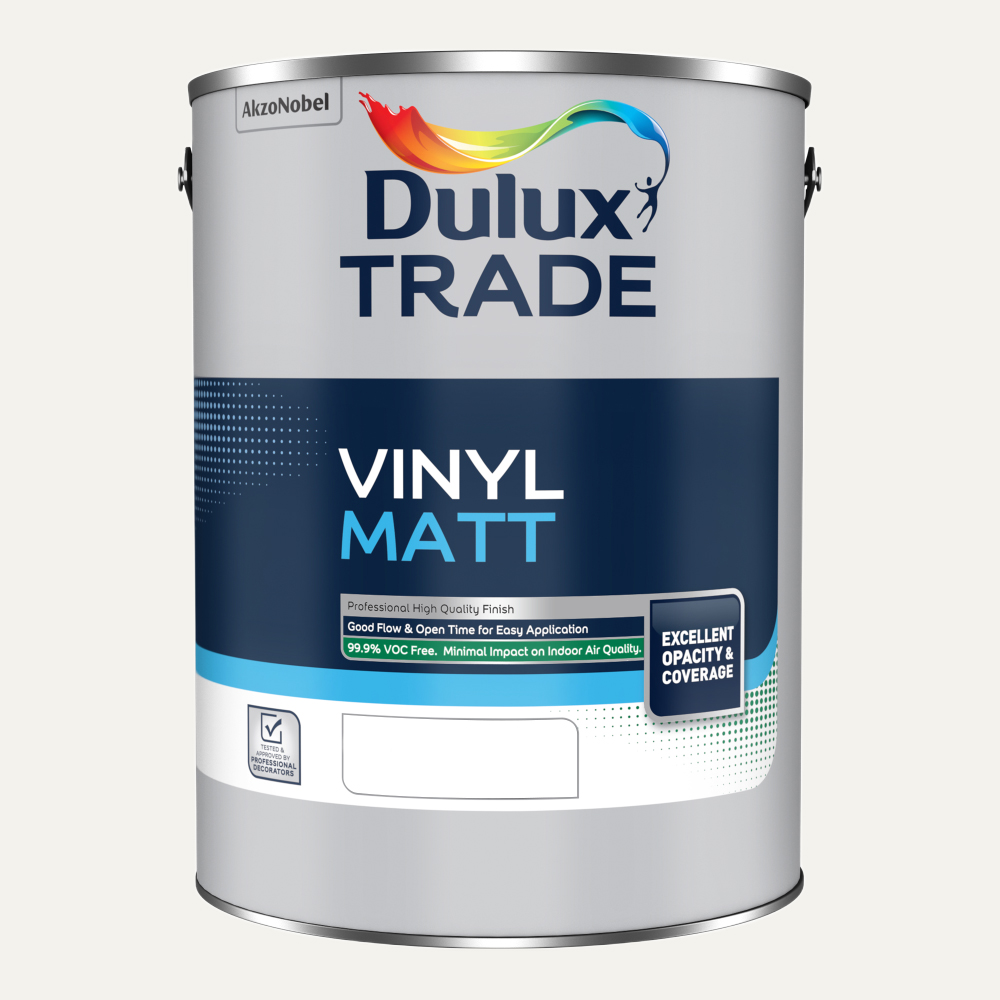 Dulux Trade Icing Sugar Walls and Ceilings Vinyl Matt Paint 5L Image 2