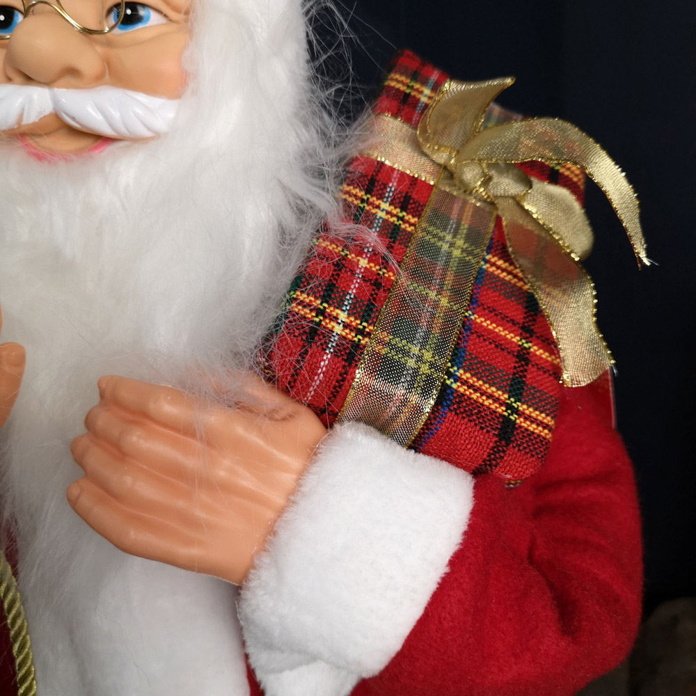 Samuel Alexander Red Standing Santa Claus Christmas Decoration with Present and Green Sack 80cm Image 5
