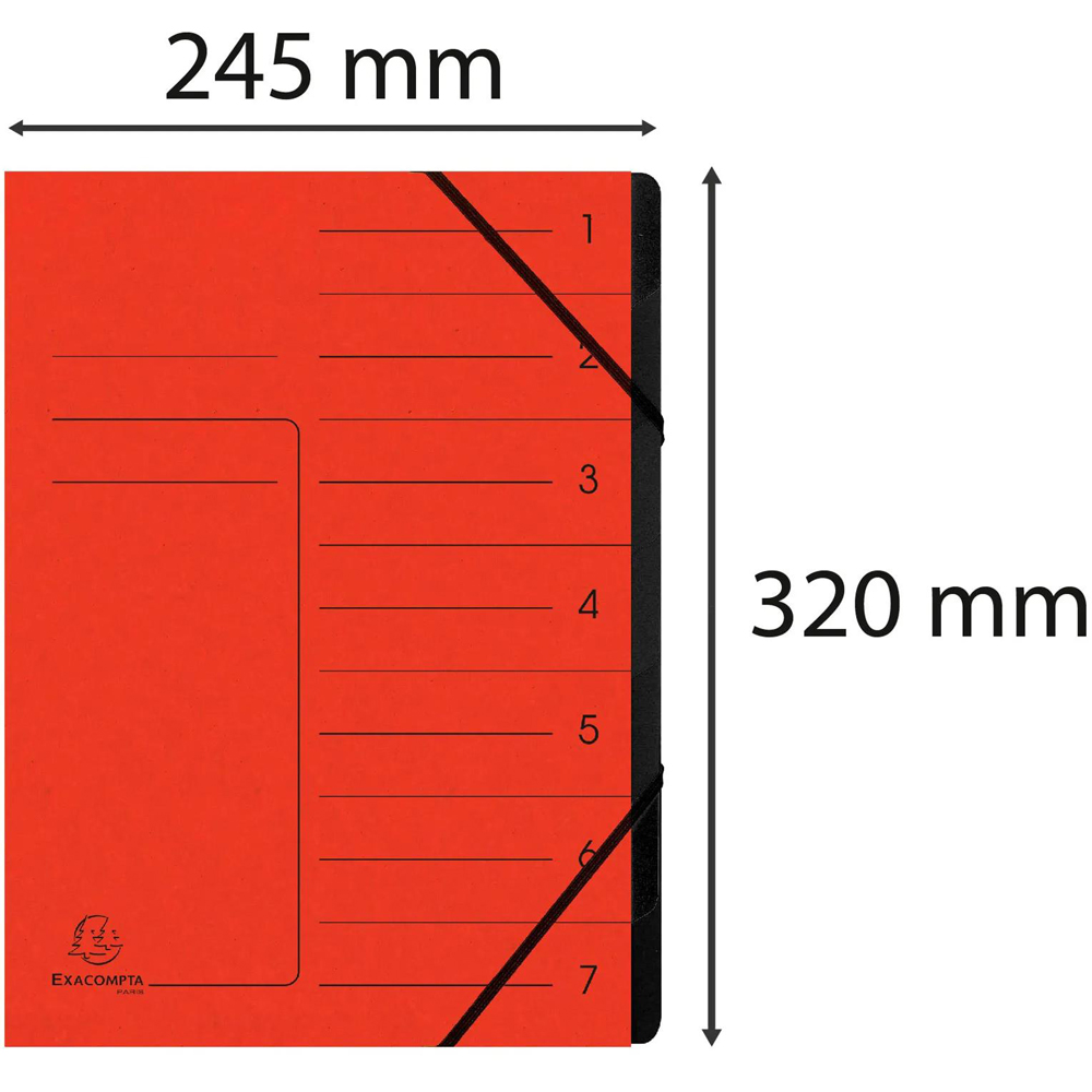 Exacompta A4 7 Compartment Red Elastic Multipart File Folder 10 Pack Image 7