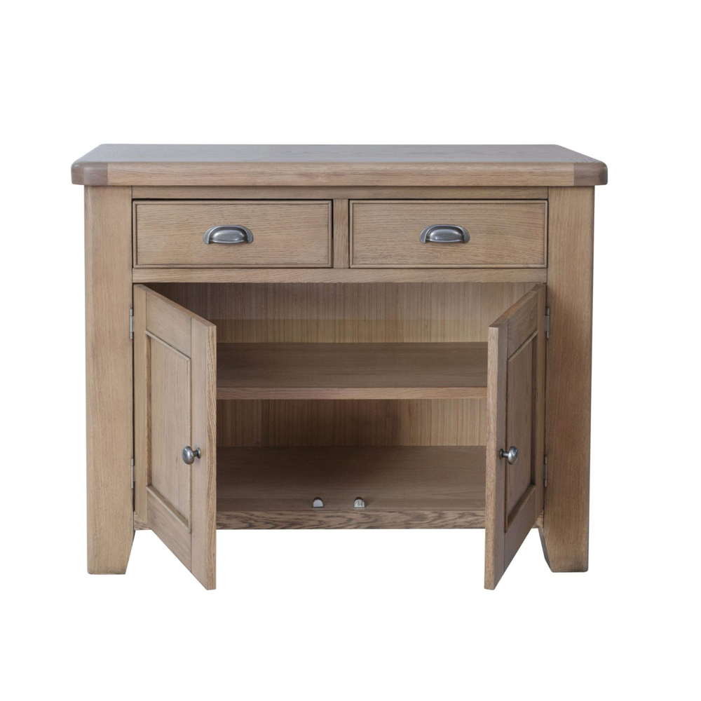 Home Source Holcombe 2 Door 2 Drawer Oak Veneer Solid Wood Sideboard Image 4