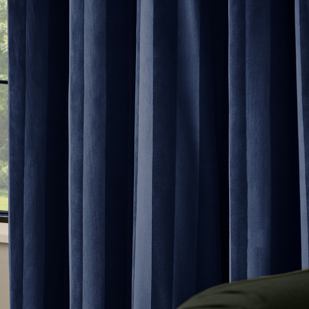 Paoletti Regency Midnight Stripe Velvet Lined Eyelet Curtains 229 x 229cm Image 4