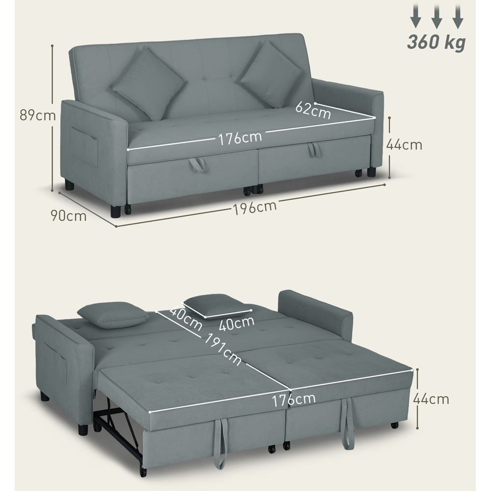 HOMCOM 3 Seater Grey L Shaped Reversible Pull Out Sofa Bed Image 7