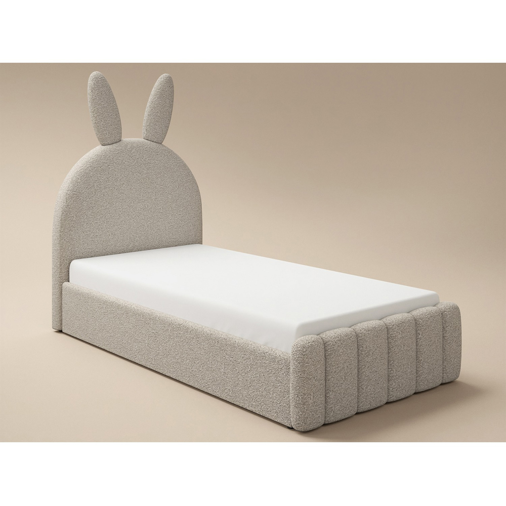 Flair Lapin Single Beige Boucle Bed with Bunny Headboard Image 2