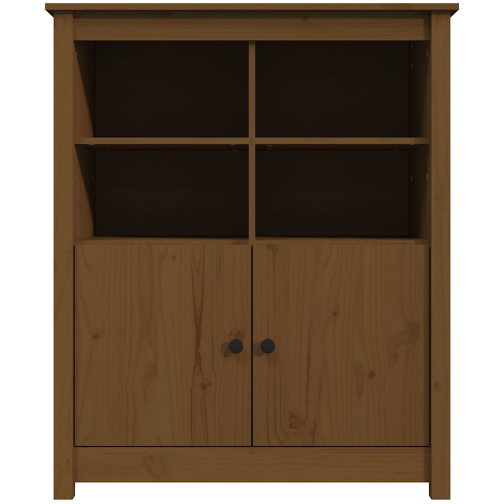 vidaXL 2 Door 4 Shelf Honey Brown Pine Wood Sideboard Image 6