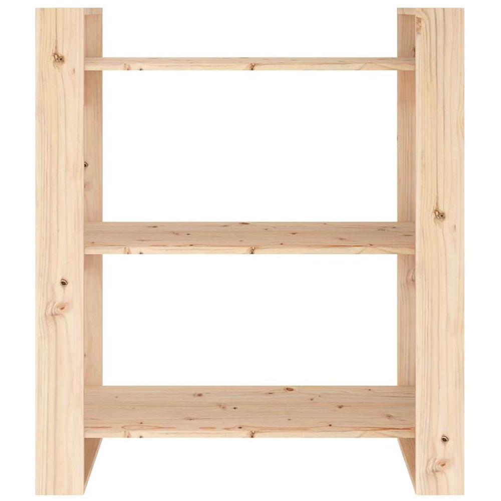 vidaXL 3 Shelf Natural Solid Pine Wood Bookcase Image 3