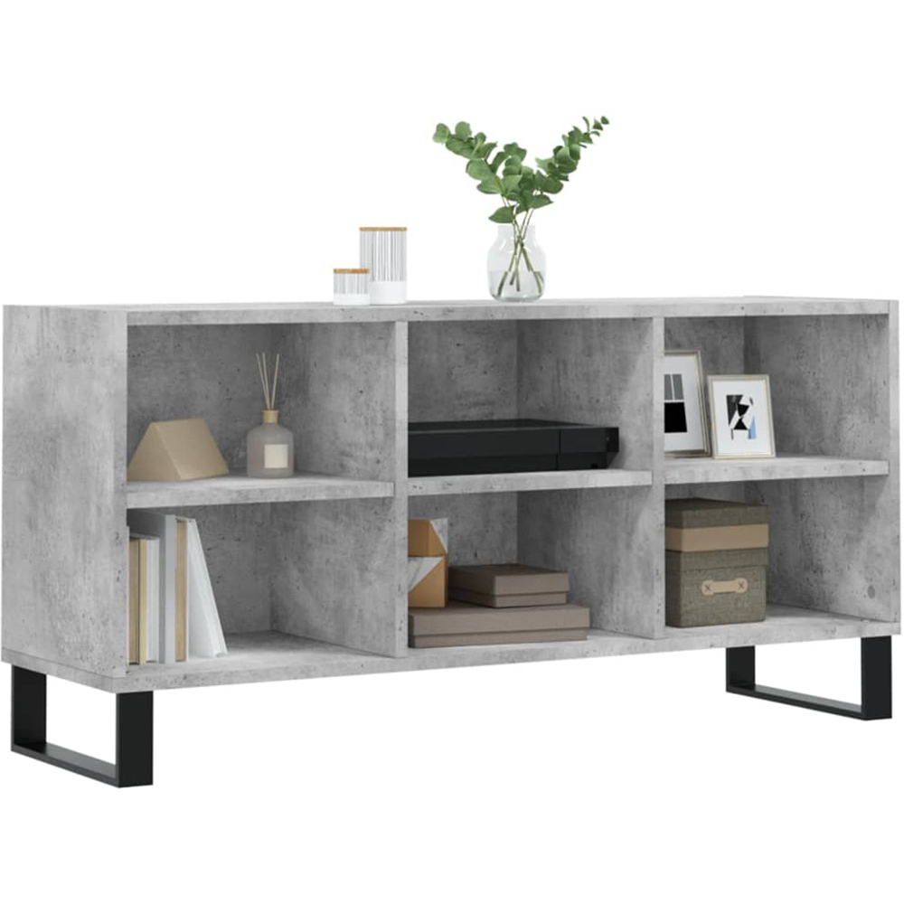 vidaXL 6 Shelf Concrete Grey TV Cabinet Image 3