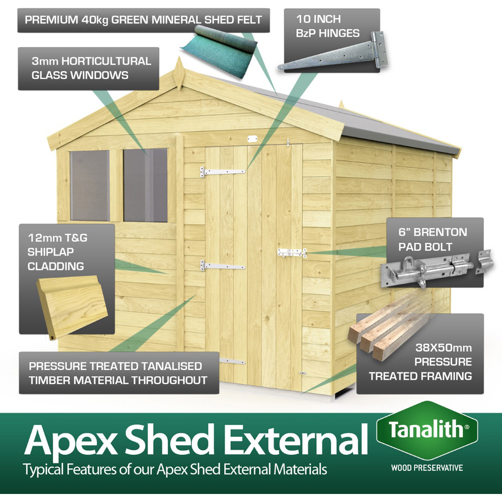 DIY Sheds 8 x 9ft Tongue and Groove Timber Apex Garden Shed Image 8