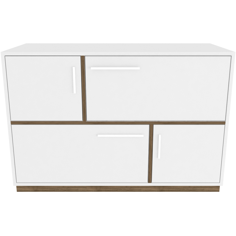 Decorotika Mares 4 Door White and Walnut Sideboard Cabinet Image 2