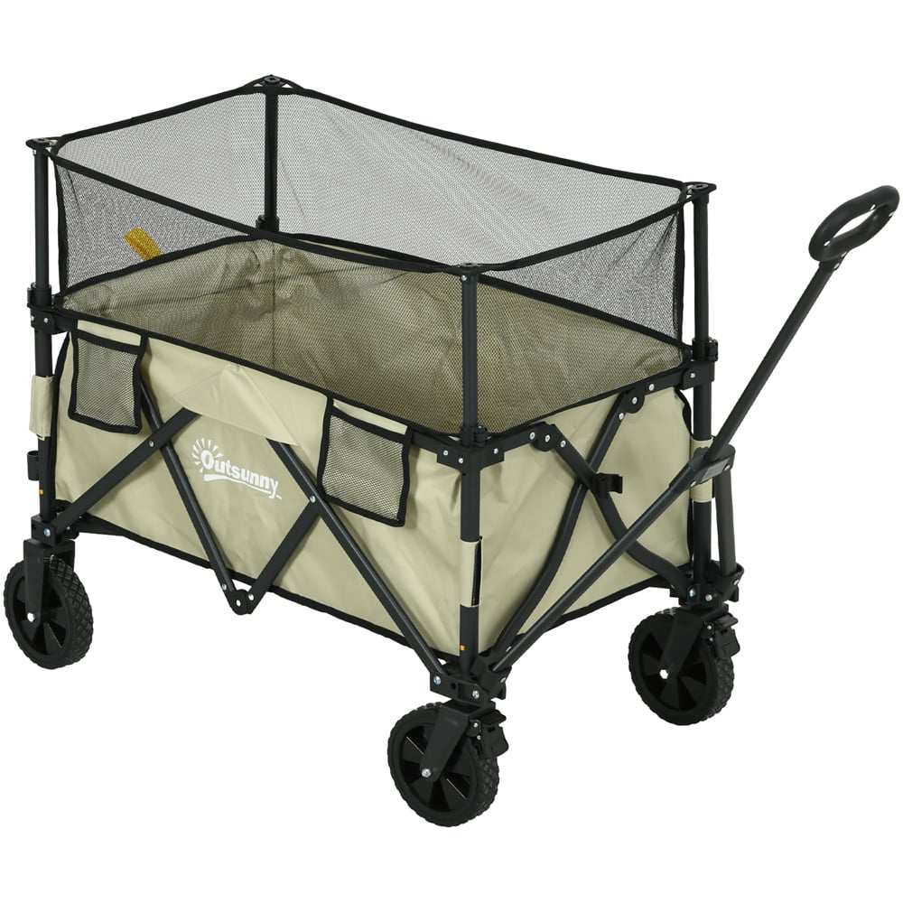 Outsunny Khaki Folding Garden Trolley 180L Image 1