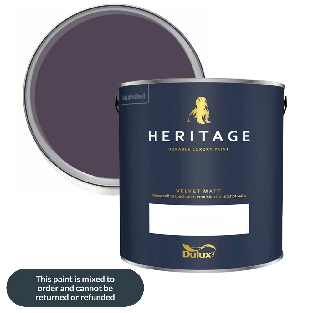 Dulux Heritage Walls and Ceilings Wild Blackberry Velvet Matt Emulsion Paint 2.5L Image 1