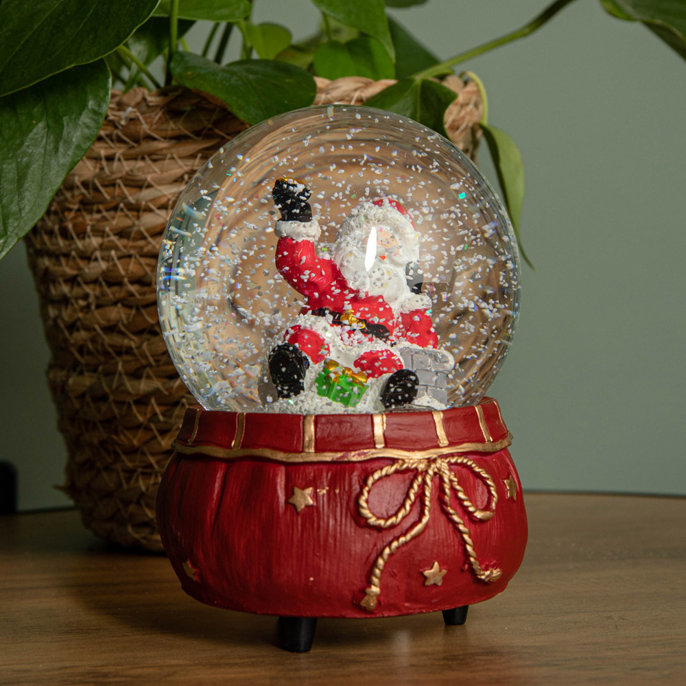 Samuel Alexander Red and Gold Wind Up Musical Snow Sphere with Santa Scene 10cm Image 5