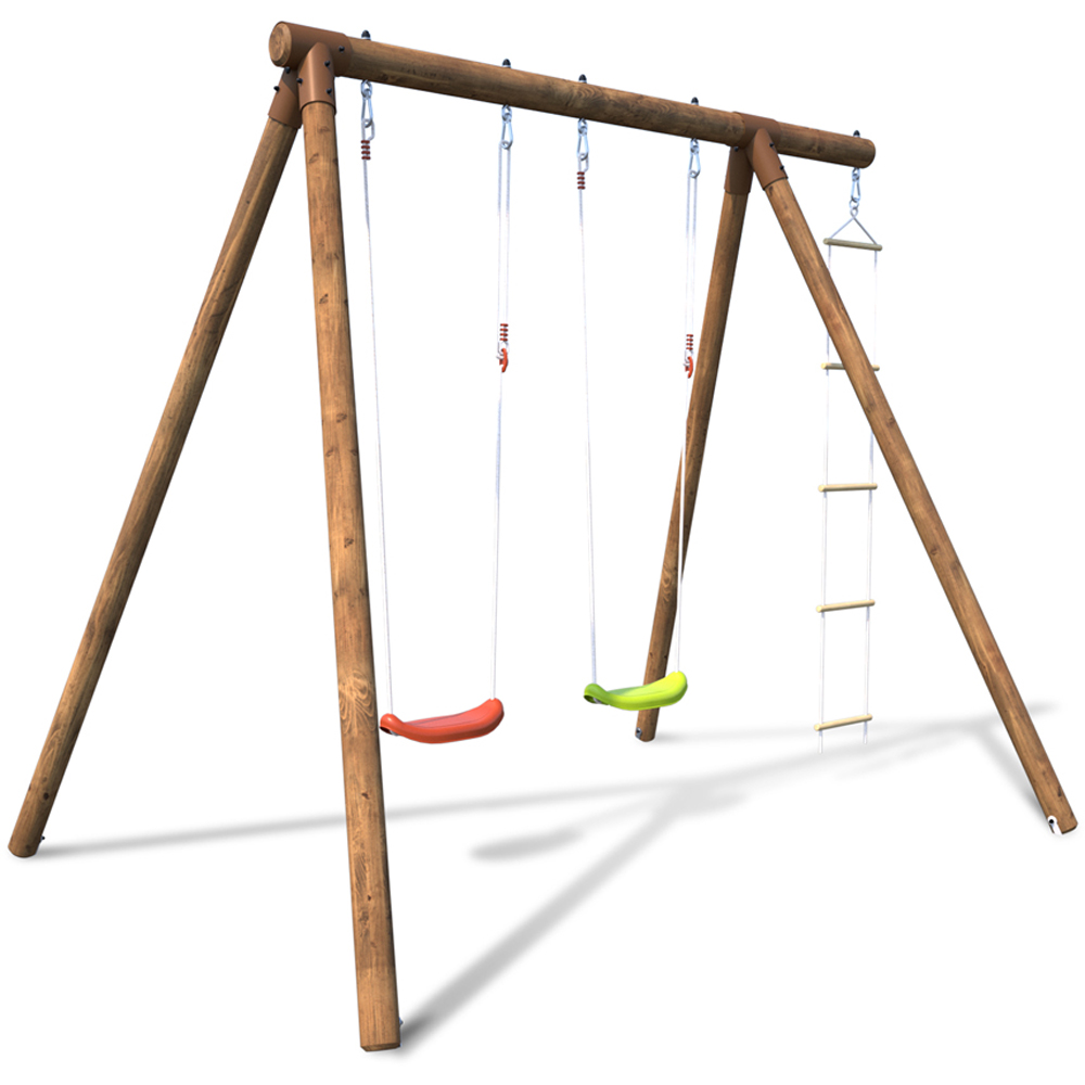 Soulet Arthur Double Wooden Kids Swing Set with Rope Ladder Image 3