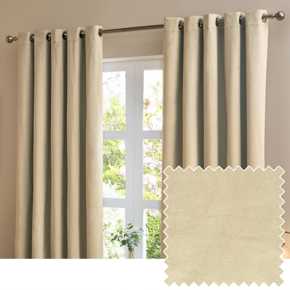 Furn The Ultimate Natural Velvet Fully Lined Eyelet Curtains 229 x 229cm Image 6