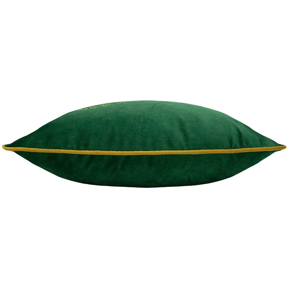 furn. Forest Fauna Emerald and Gold Stag Velvet Piped Cushion Image 4
