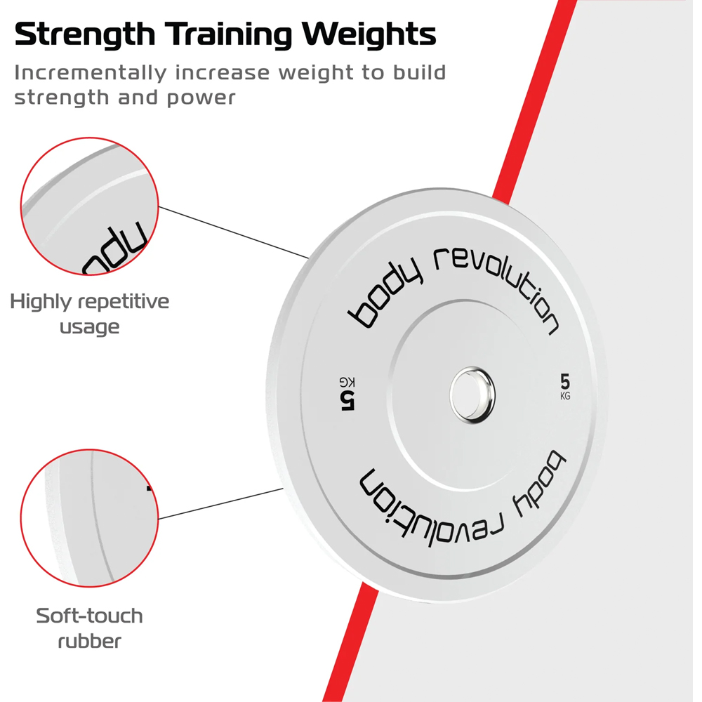 Body Revolution Olympic Multicolour Bumper Plate Set 60kg 6 Pack Image 4