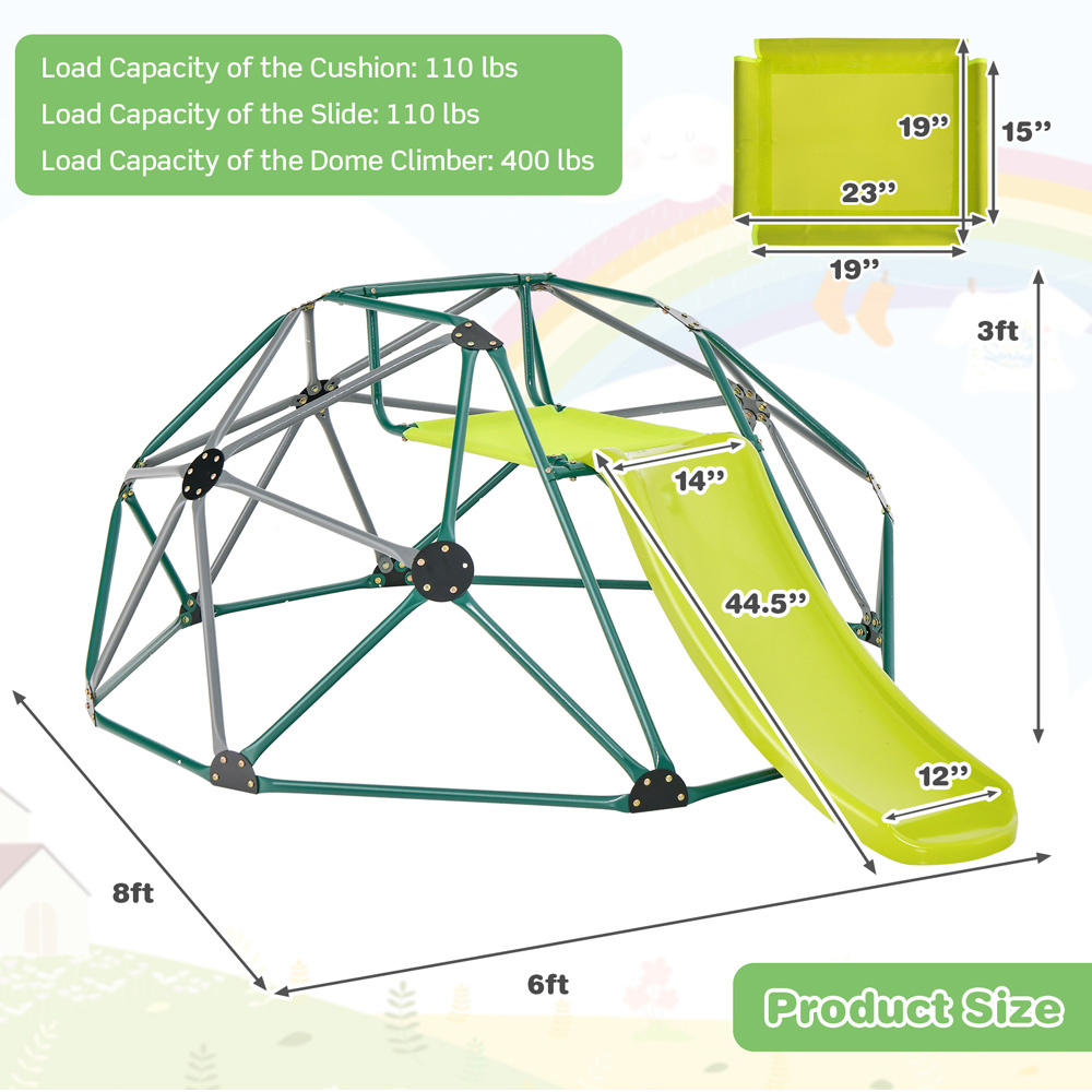 Costway Grey Geometric Dome Climber with Cushion Image 6