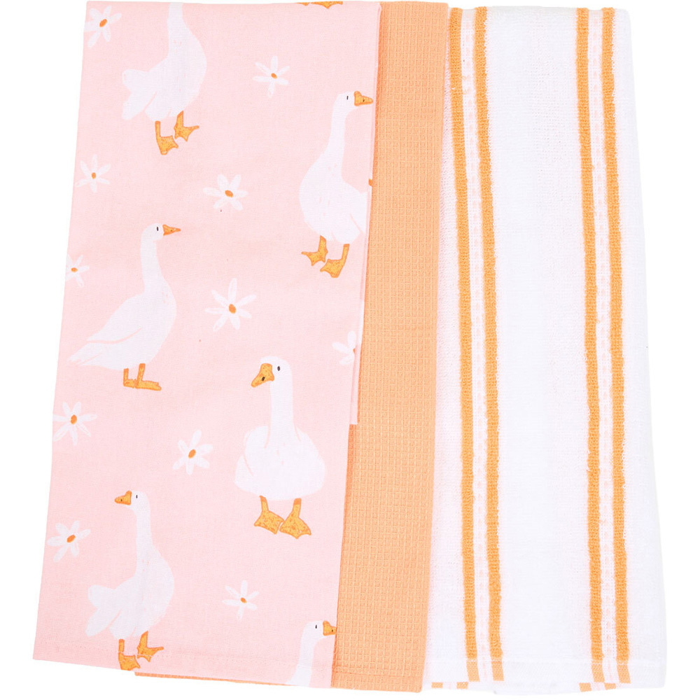 Pack of 3 Pink Goose Tea Towels Image 3