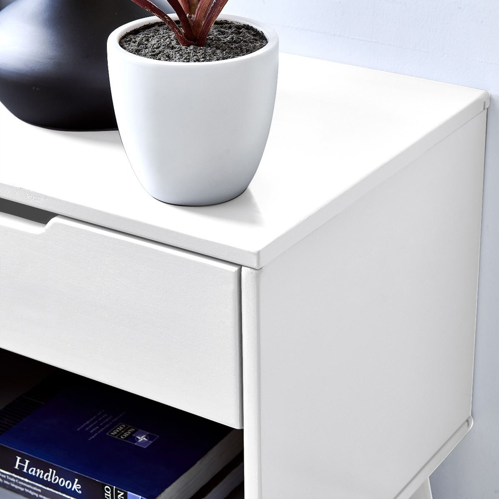 Furniturebox Isla Single Drawer White Bedside Table Image 3