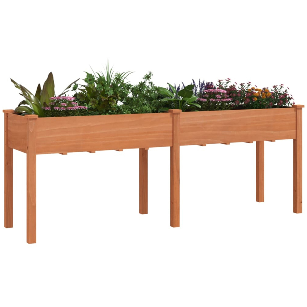 vidaXL Brown Solid Fir Wood Garden Planter with Liner 76 x 53 x 203cm Image 2
